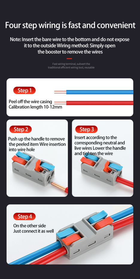 Instrucciones para usar terminales de conexión rápida