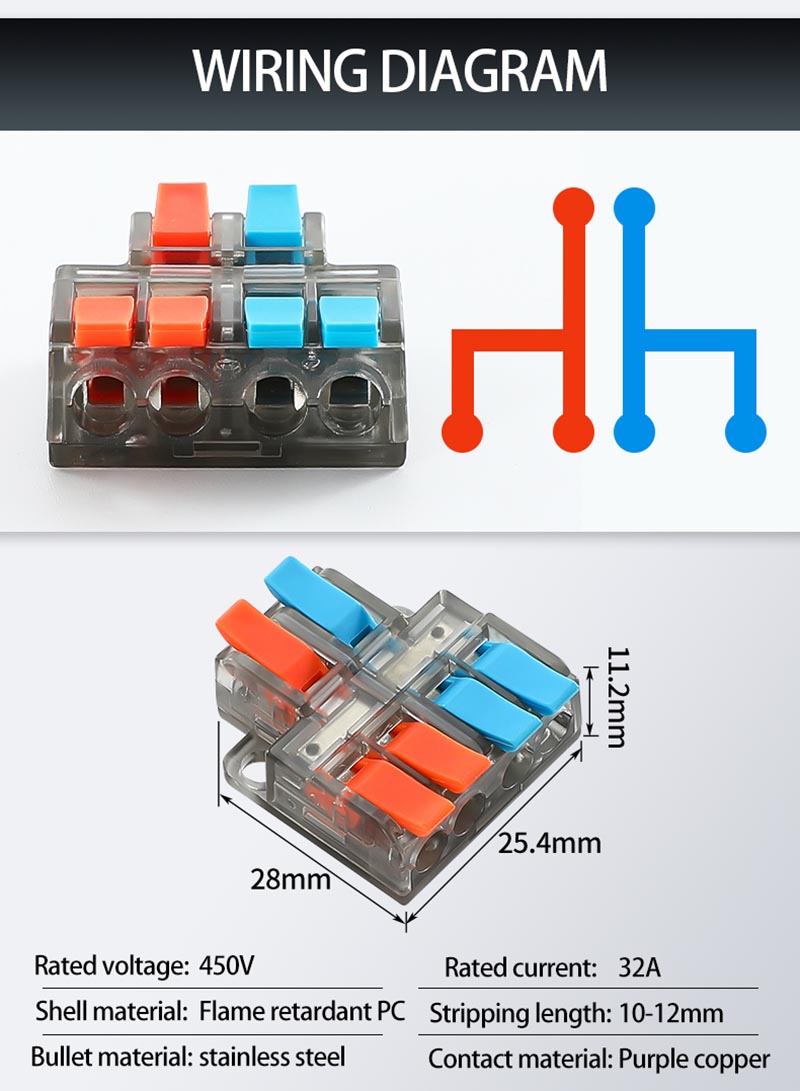 Fast Wire Cable Connectors 2 in 4 out PCT-5224